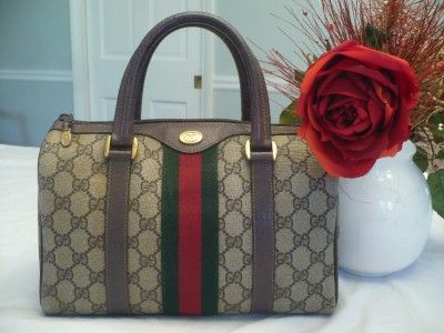 VTG AUTHENTIC GUCCI MONO BOSTON DR SPEEDY BAG HANDBAG TAN RED #1 