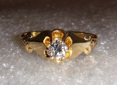 14K ANTIQUE OLD MINE CUT DIAMOND RING   SIZE 6   LB1435  