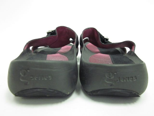 SERIES Black Pink Trim Leather Sandals Size 8 IN BOX  