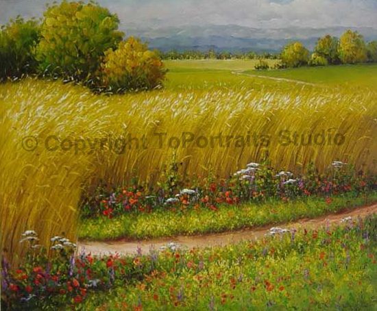 Tall Wheat Field Original Canvas Photo Art Oil Painting  