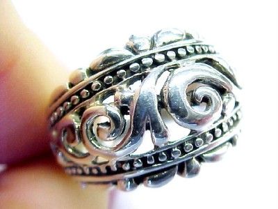 Sterling Silver Oxidized Finish / Ornate Design Fashion Band Ring Size 