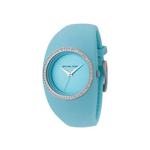 MICHAEL KORS BLUE SILICONE+CRYSTALS WATCH MK5232 NEW  