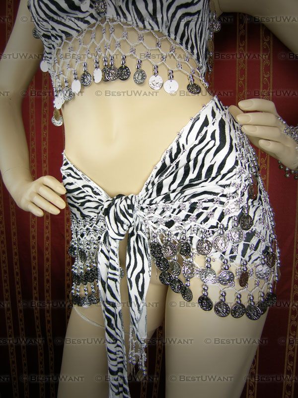 Belly Dance Velvet Animal Print Hip Scarf Belt Costume  