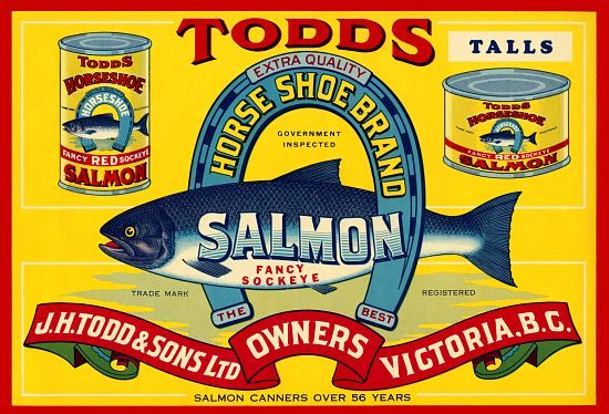 Todds Horse Shoe Brand Salmon label poster  