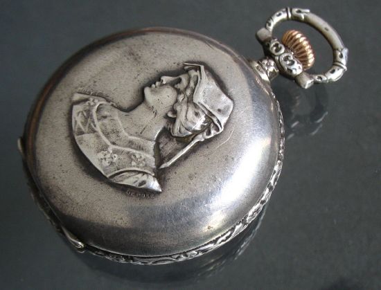 OLD 0.900 SILVER LONGINES HOLLY FRERES HUNTER SWISS POCKET WATCH FROM 