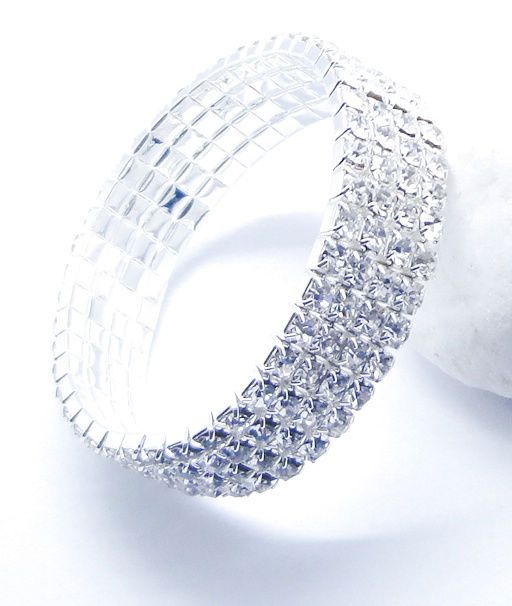   Crystal Rhinestone Wedding Party Stretch Bangle Bracelet Bling Jewelry