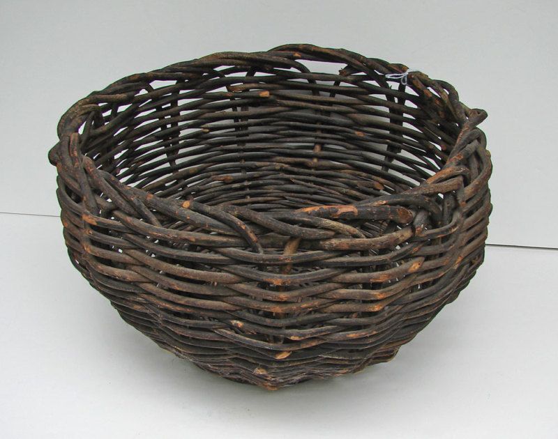 Antique Hand made Basket Pine Tree Branches  