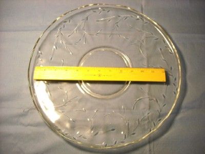 GLASS CRACKER & CHEESE SERVING PLATE ETCHED GLASS  