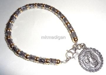 Silpada Sterling Silver Gold Bead Coin Charm Bracelet B1582 Retired 