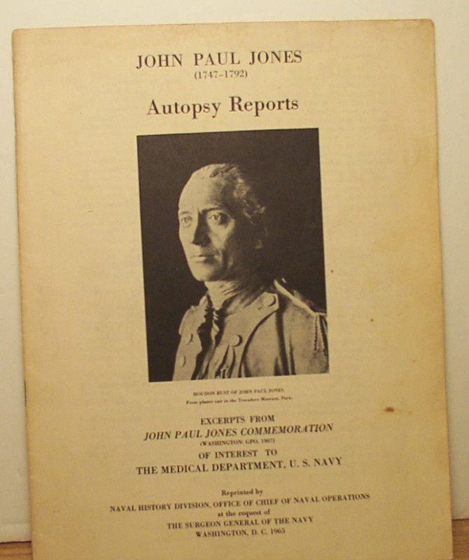 John Paul Jones Autopsy Reports Illus 1965  