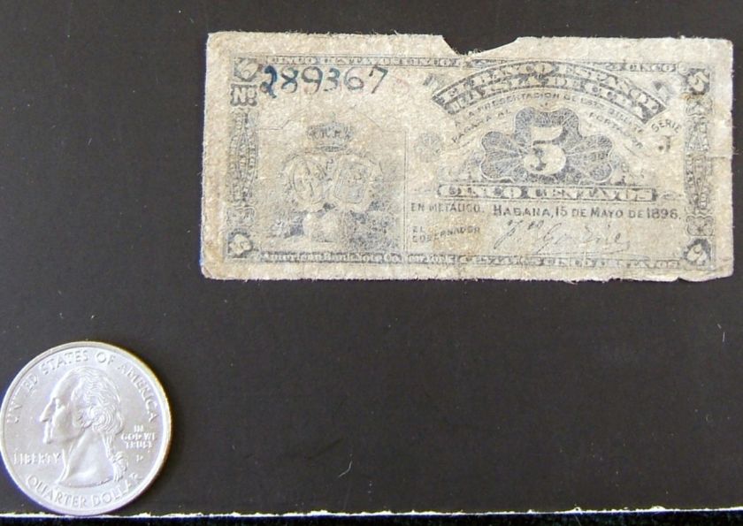 Vintage EL BANCO ESPANOL de la ISLA DE CUBA Currency  