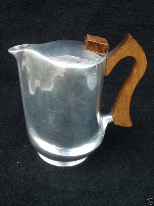 Vtg PICQUOT WARE Water COFFEE POT J6 wood handle HTF  