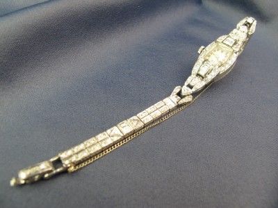   Vintage 14KT WHITE GOLD and PLATINUM DIAMOND HAMILTON Watch #55  