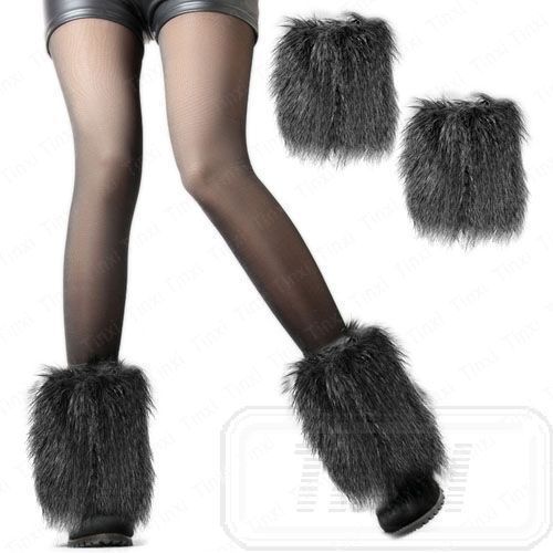 2x Faux Fur Lower Leg ankle warmer Boot Sleeves Cover  