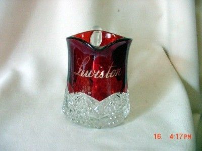 LEWISTON, MINNESOTA RUBY RED SOUVENIR CREAMER PITCHER  