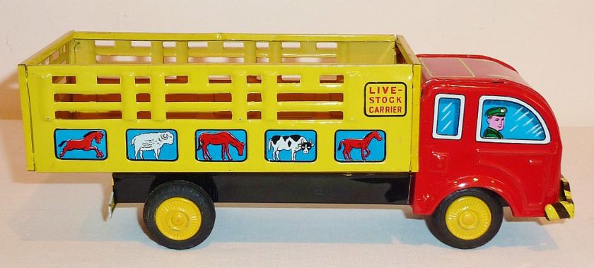 CRAGSTAN Tin Litho 1950s WHITE LIVESTOCK CARRIER Truck  