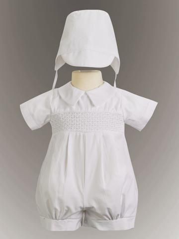 Litos Jeremy Cotton Smocked Christening Romper w/Hat  