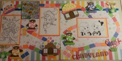 Lets Play Candyland Premade Scrapbook 12 x 12 Pages  