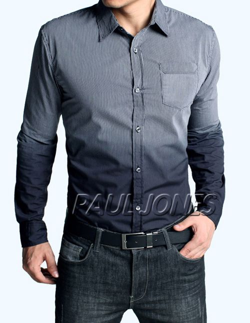 PAUL JONES 2011 NEW Men Fit Long Sleeve Gradient Casual/dress Shirt 