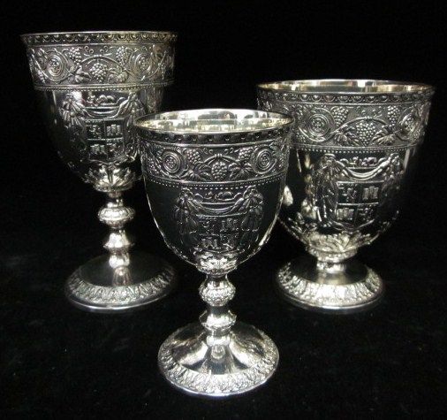 CO Silver 12 Piece Ornate Crest Goblet Set  