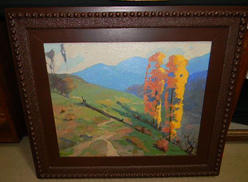 ROY M MASON OIL LANDSCAPE MOUNTAINS PAINTING W FRAME  