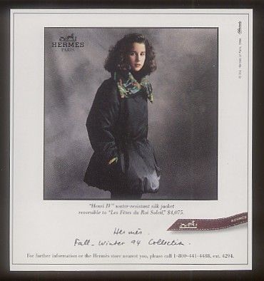 1994 Hermes silk jacket photo fashion print ad  