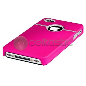 Pink Rubber Hard Case w/ Chrome Hole Rear+PRIVACY FILTER Film for 