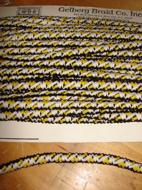 Bolt Braided Trim Black Yellow Gold 1/2 inch Wide  