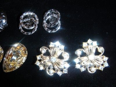 LOT OF5 PAIRS VINTAGE MOD ORNATE METAL CLIP ON EARRINGS  