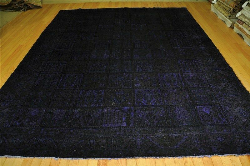 DECORATIVE GARDEN DESIGN 9x12 OVERDYED PURPLE PERSIAN BAKHTIARI RUG 