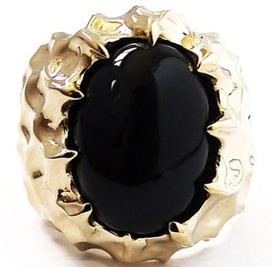 BLACK ONYX DRAGON SKIN GOLD BRASS BRONZE RING Sz 15 NEW BIG BIKER 