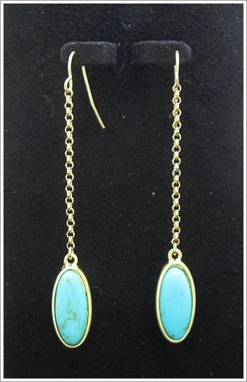 urgorgeousdotnet Vintage Drop Turquoise Gold GP earring  