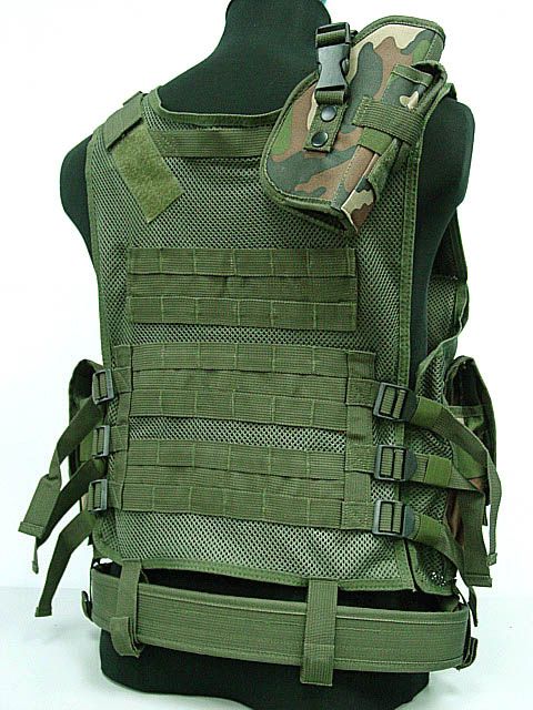 SWAT Airsoft Tactical Hunting Combat Vest Camo Woodland  