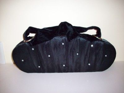 Victorias Secret Black Satin Velvet Evening Bag Purse  