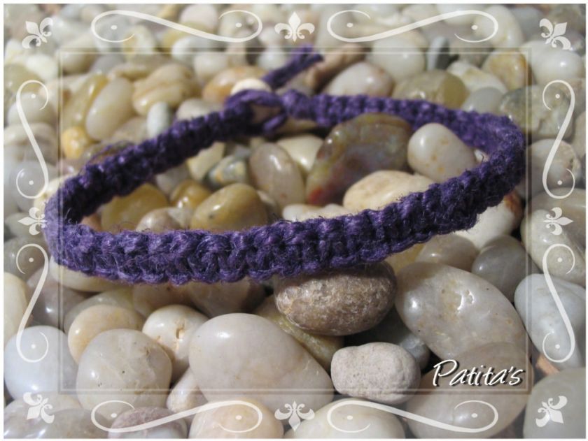 Handmade Macrame Hemp Skater Surfer Bracelet Bone Bead  