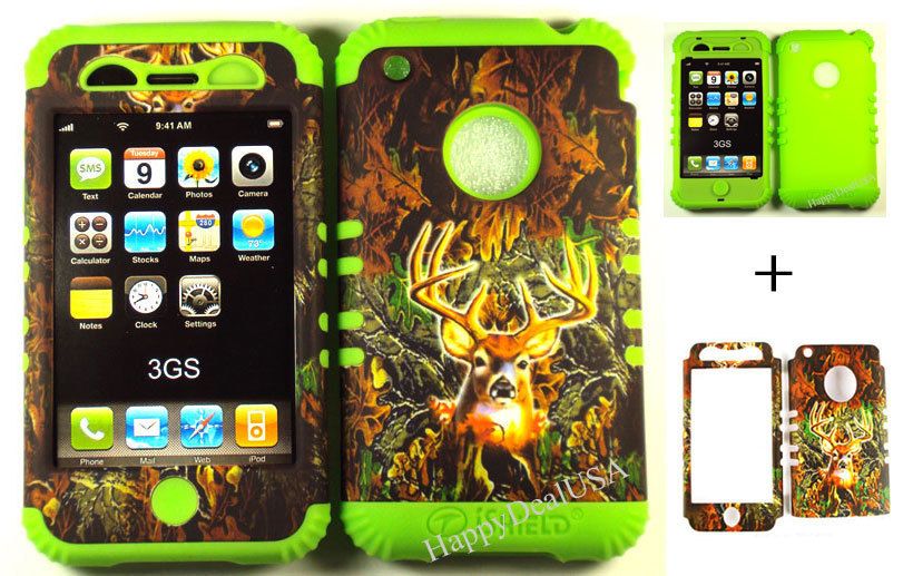   Silicone Rubber+Cover Case for APPLE iPhone 3G 3GS LG/CAMO MOSSY D