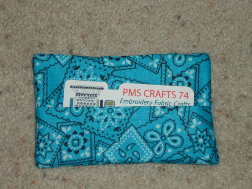 AQUA BANDANA WESTERN THEME fabric PURSE TISSUE HOLDER  