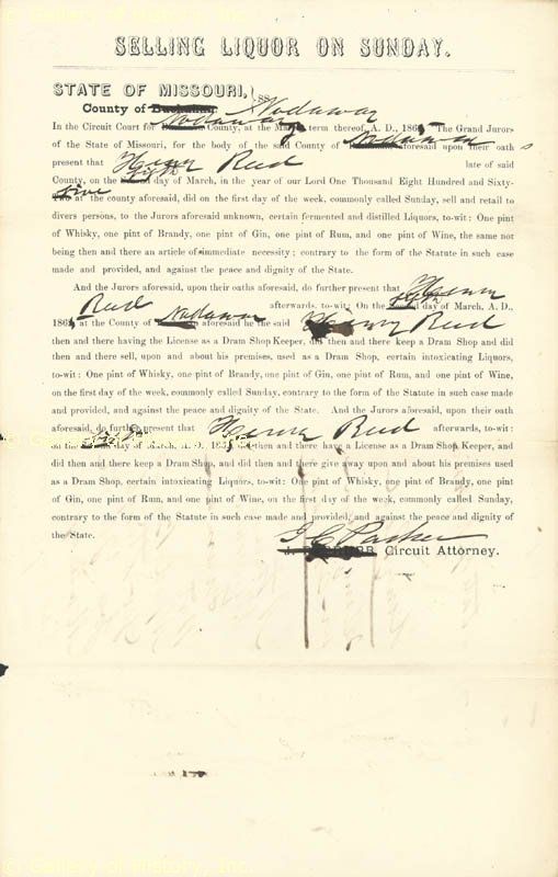 ISAAC C. THE HANGING JUDGE PARKER   DOCUMENT SIGNED  