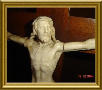 ANTIQUE C1850 LARGE 17 TALL GERMAN CRUCIFIX AMAZING CHRIST SCULPTURE