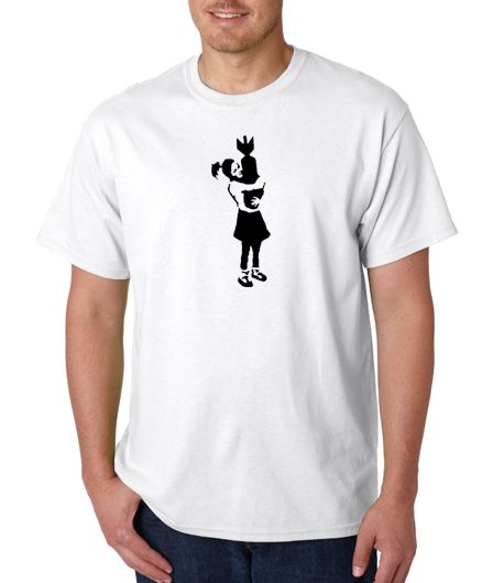 Banksy Bomb Girl Art Graffiti 100% Cotton Tee Shirt  