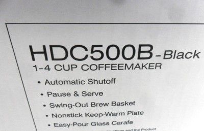 Hamilton Beach HDC500B Four Cup Coffee maker Brewer NIB  