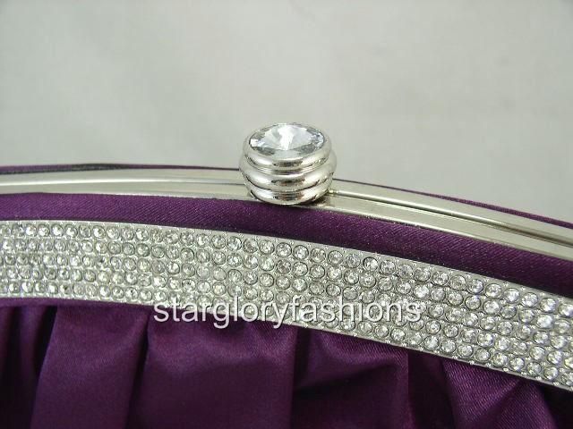 Satin Wedding/Evening Clutch Art Crystal Frame 6 Colors  