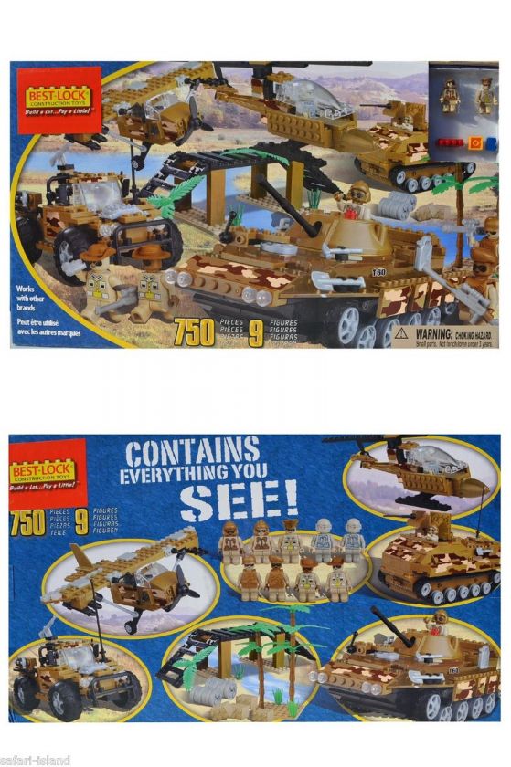 Best Lock MILITARY 750 Pieces + 9 Mini Figures   Compatible with 
