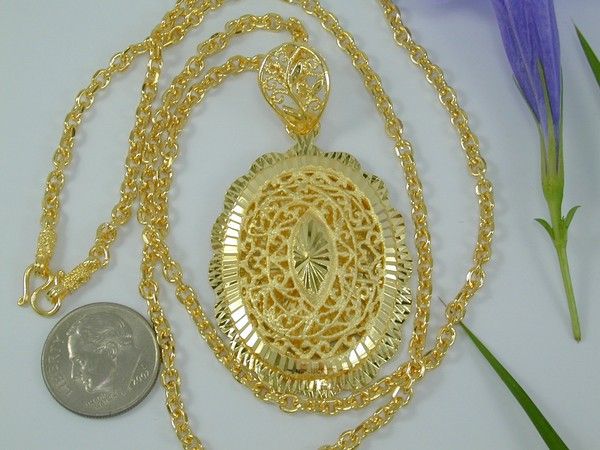 NICE DETAIL PENDANT 22K 24K Gold GP Thai Necklace 22  