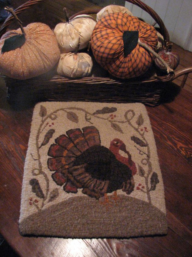 PRIMITIVE LETS TALK TURKEY HOOKED RUG KIT ~ GREAT FOR THANKSGIVING 