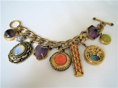 Juicy Couture Oversized Chunky Jewel Stone Charm Locket Bracelet 