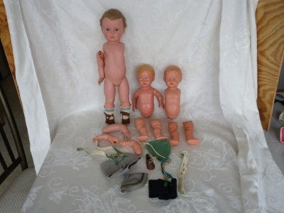 ANTIQUE CELLULOID DOLLS (3) GERMAN TURTLE MARK NR  