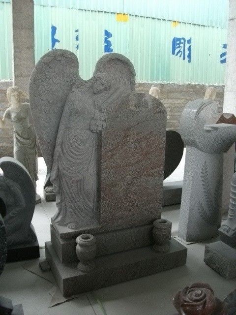 BEAUTIFUL SOLID GRANITE WEEPING ANGEL MONUMENT MM3  