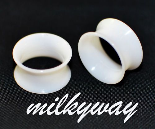 WHITE SILICONE FLARE EAR SKIN TUNNEL GAUGES PLUG  