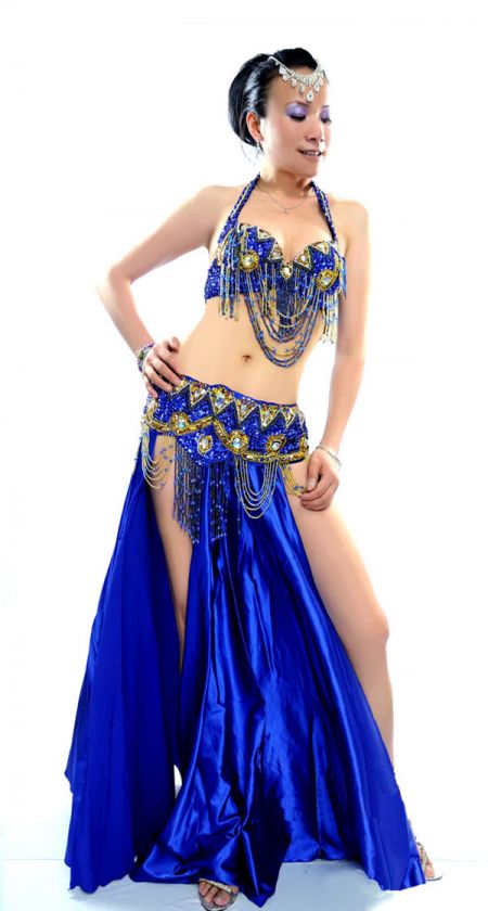 C91808 Sexy Belly Dance Costume Set Top & Belt Multicolor Size S M L 